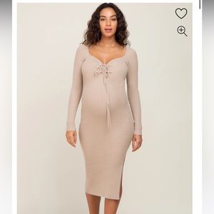 Pinkblush Tan Ribbed Midi Dress